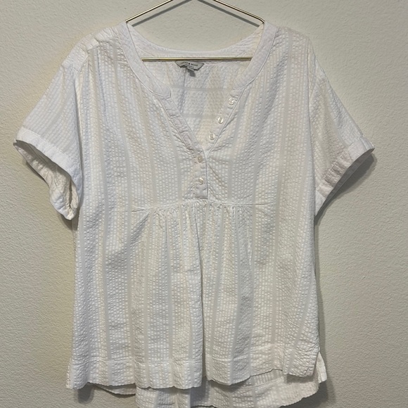 Lucky Brand Tops - Lucky Brand White Peplum Babydoll Blouse Size L
